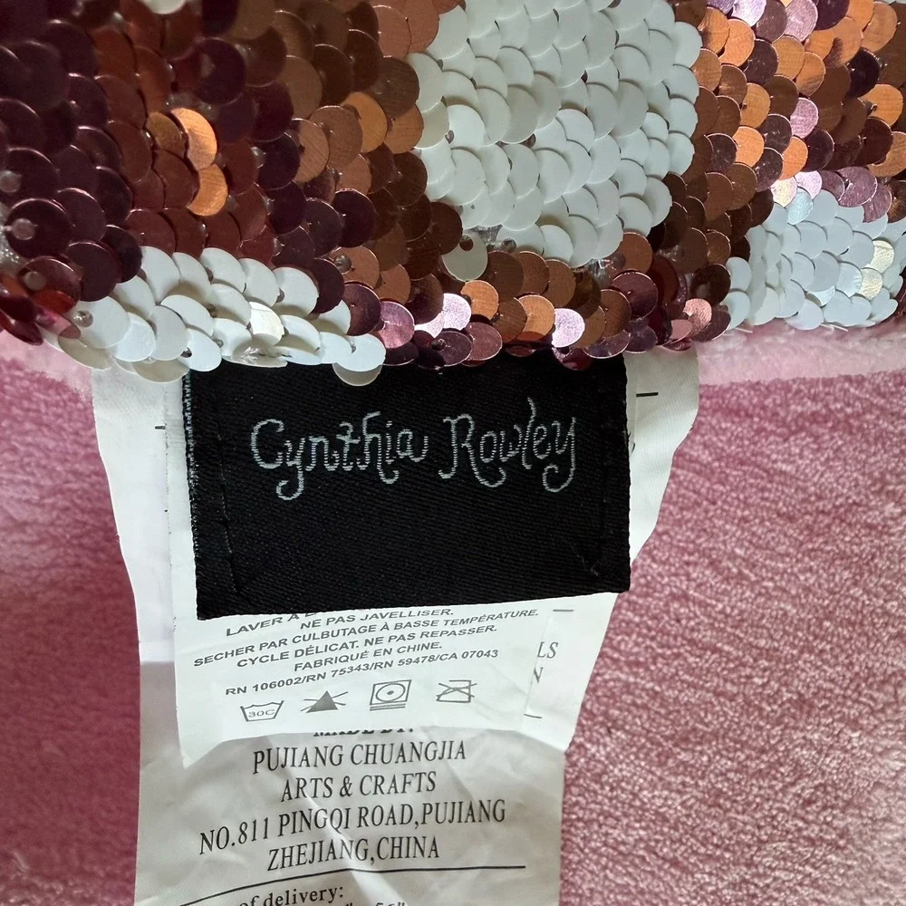 Cynthia Rowley Mermaid Snuggle Tail Pink White Polka Dot Sequins  22
